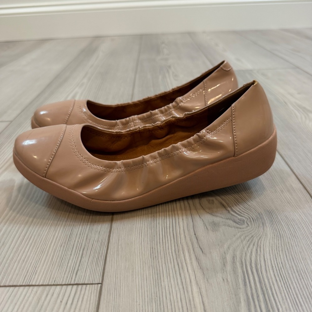 Fitflop F Pop Ballet Pumps Nude Patent Leather Ballet Flats EUR 40 US 8.5